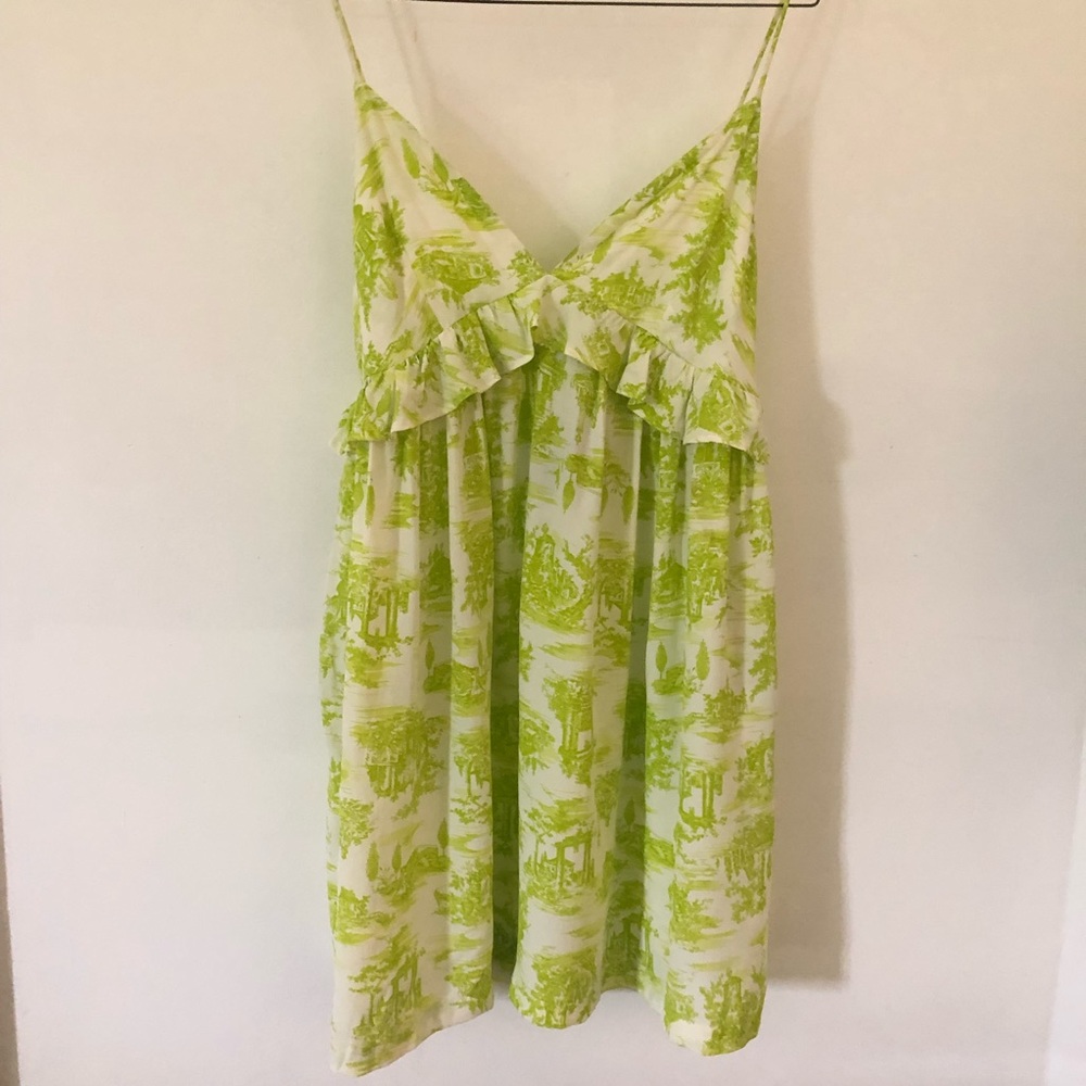 TopShop Green Printed Mini Dress Size US 6